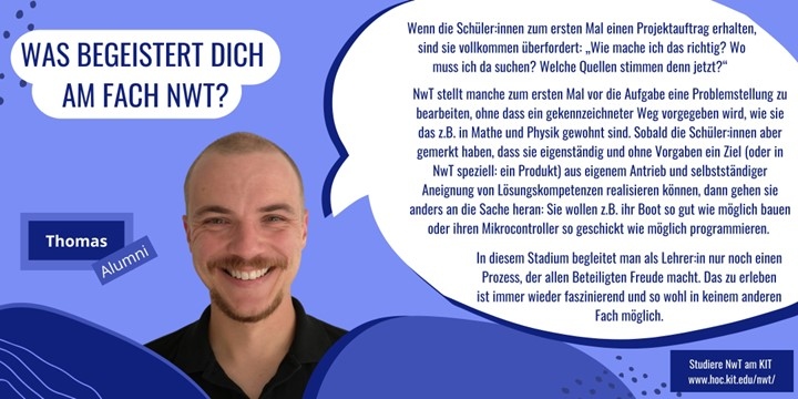 Bild von der Student Thomas mit der Frage: Was begeistert dich am Fach NwT?